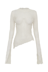 Riley Sheer Lace Long Sleeve Top - Ivory